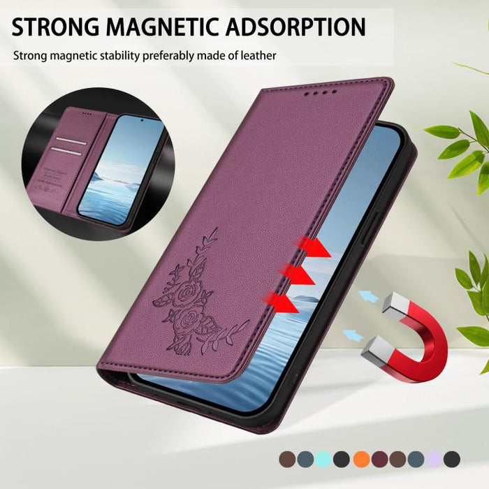 Funda para teléfono de piel vegana magnética RFID con relieve de peonía, For Xiaomi 17 Ultra, For Xiaomi Poco F8 Ultra 5G / Redmi K90 Pro Max, For Xiaomi Poco F8 Pro 5G / Redmi K90, For Xiaomi 17 Pro Max, For Xiaomi 17 Pro, For Xiaomi 17               ...