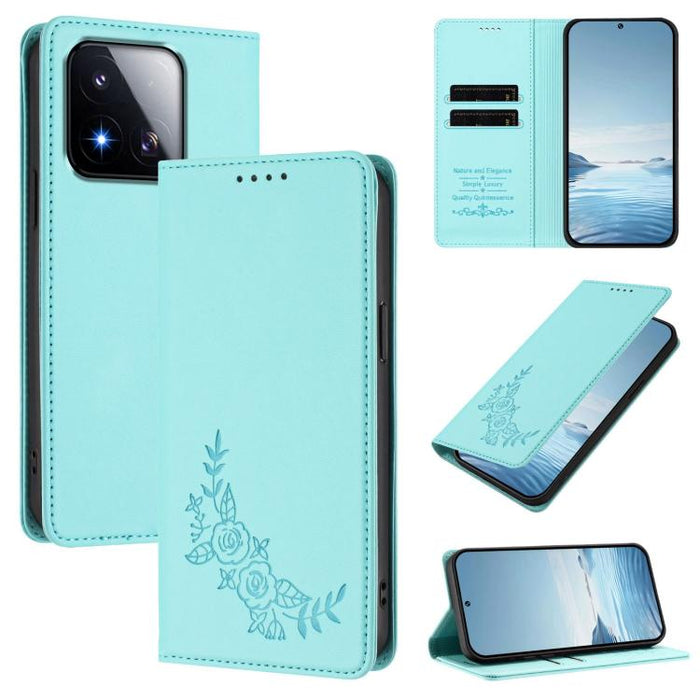 Funda para teléfono de piel vegana magnética RFID con relieve de peonía, For Xiaomi 17 Ultra, For Xiaomi Poco F8 Ultra 5G / Redmi K90 Pro Max, For Xiaomi Poco F8 Pro 5G / Redmi K90, For Xiaomi 17 Pro Max, For Xiaomi 17 Pro, For Xiaomi 17               ...
