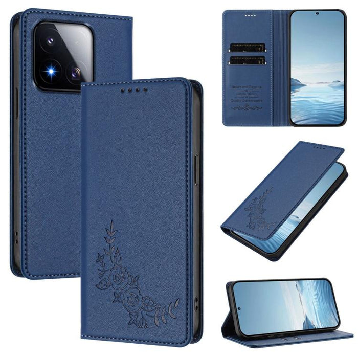 Funda para teléfono de piel vegana magnética RFID con relieve de peonía, For Xiaomi 17 Ultra, For Xiaomi Poco F8 Ultra 5G / Redmi K90 Pro Max, For Xiaomi Poco F8 Pro 5G / Redmi K90, For Xiaomi 17 Pro Max, For Xiaomi 17 Pro, For Xiaomi 17               ...