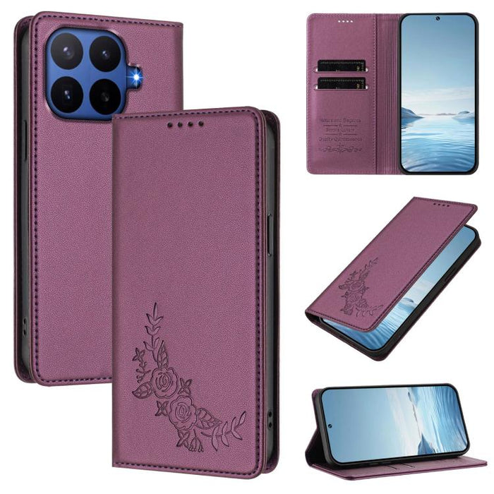 Funda para teléfono de piel vegana magnética RFID con relieve de peonía, For Xiaomi 17 Ultra, For Xiaomi Poco F8 Ultra 5G / Redmi K90 Pro Max, For Xiaomi Poco F8 Pro 5G / Redmi K90, For Xiaomi 17 Pro Max, For Xiaomi 17 Pro, For Xiaomi 17               ...