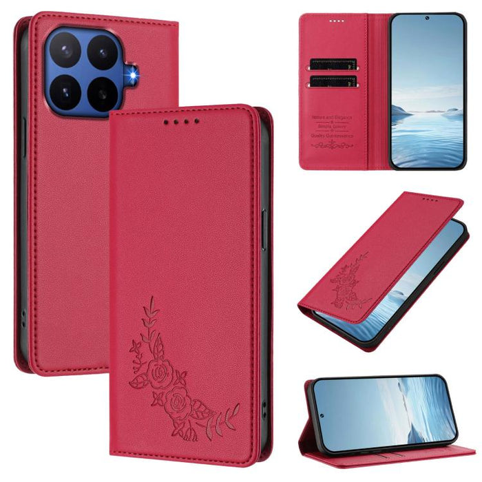 Funda para teléfono de piel vegana magnética RFID con relieve de peonía, For Xiaomi 17 Ultra, For Xiaomi Poco F8 Ultra 5G / Redmi K90 Pro Max, For Xiaomi Poco F8 Pro 5G / Redmi K90, For Xiaomi 17 Pro Max, For Xiaomi 17 Pro, For Xiaomi 17               ...