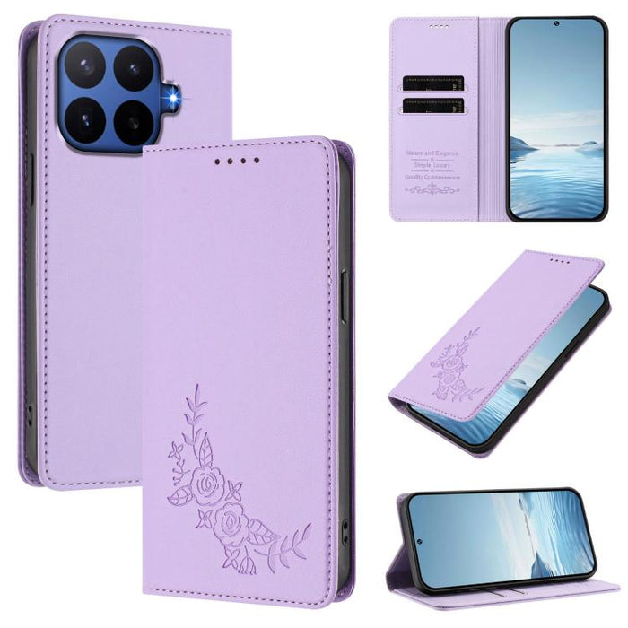 Funda para teléfono de piel vegana magnética RFID con relieve de peonía, For Xiaomi 17 Ultra, For Xiaomi Poco F8 Ultra 5G / Redmi K90 Pro Max, For Xiaomi Poco F8 Pro 5G / Redmi K90, For Xiaomi 17 Pro Max, For Xiaomi 17 Pro, For Xiaomi 17               ...