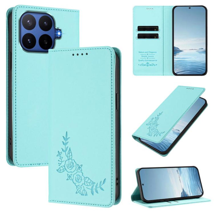 Funda para teléfono de piel vegana magnética RFID con relieve de peonía, For Xiaomi 17 Ultra, For Xiaomi Poco F8 Ultra 5G / Redmi K90 Pro Max, For Xiaomi Poco F8 Pro 5G / Redmi K90, For Xiaomi 17 Pro Max, For Xiaomi 17 Pro, For Xiaomi 17               ...