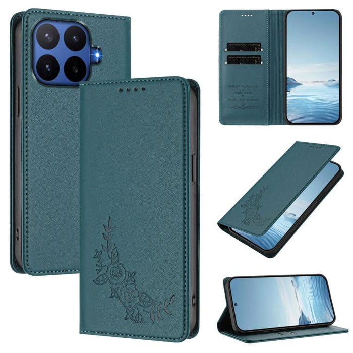 Funda para teléfono de piel vegana magnética RFID con relieve de peonía, For Xiaomi 17 Ultra, For Xiaomi Poco F8 Ultra 5G / Redmi K90 Pro Max, For Xiaomi Poco F8 Pro 5G / Redmi K90, For Xiaomi 17 Pro Max, For Xiaomi 17 Pro, For Xiaomi 17               ...