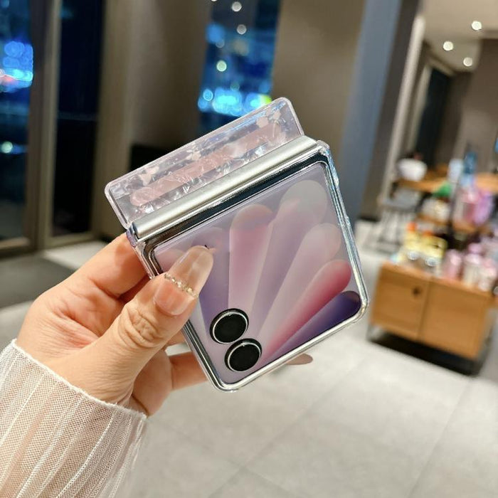 Funda magnética a prueba de golpes con purpurina y estampado floral fresco para teléfono con pulsera, For Xiaomi Mix Flip 2