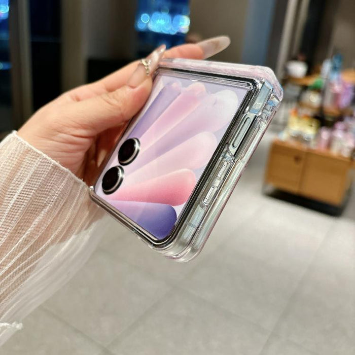 Funda magnética a prueba de golpes con purpurina y estampado floral fresco para teléfono con pulsera, For Xiaomi Mix Flip 2