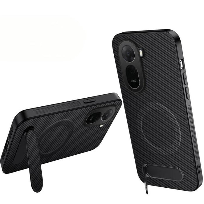 Funda magnética para teléfono WANLONFENG con soporte y textura de fibra de carbono, For Redmi A7 Pro 171mm / Poco C85x 5G, For Redmi 15a 5G, For Redmi Turbo 5 Max / Poco X8 Pro Max 5G, For Redmi Turbo 5 5G / Poco X8 Pro 5G                              ...