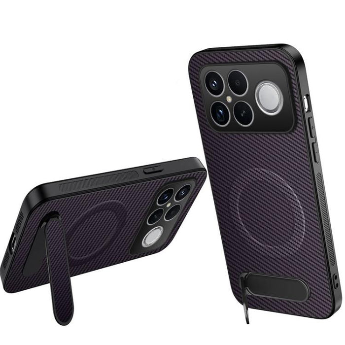 Funda magnética para teléfono WANLONFENG con soporte y textura de fibra de carbono, For Redmi A7 Pro 171mm / Poco C85x 5G, For Redmi 15a 5G, For Redmi Turbo 5 Max / Poco X8 Pro Max 5G, For Redmi Turbo 5 5G / Poco X8 Pro 5G                              ...