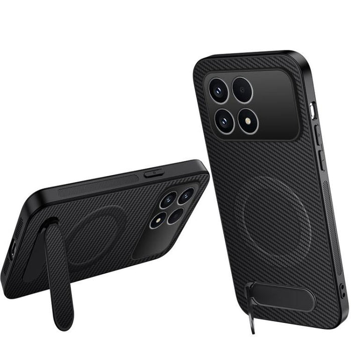 Funda magnética para teléfono WANLONFENG con soporte y textura de fibra de carbono, For Redmi A7 Pro 171mm / Poco C85x 5G, For Redmi 15a 5G, For Redmi Turbo 5 Max / Poco X8 Pro Max 5G, For Redmi Turbo 5 5G / Poco X8 Pro 5G                              ...