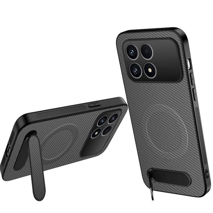 Funda magnética para teléfono WANLONFENG con soporte y textura de fibra de carbono, For Redmi A7 Pro 171mm / Poco C85x 5G, For Redmi 15a 5G, For Redmi Turbo 5 Max / Poco X8 Pro Max 5G, For Redmi Turbo 5 5G / Poco X8 Pro 5G                              ...