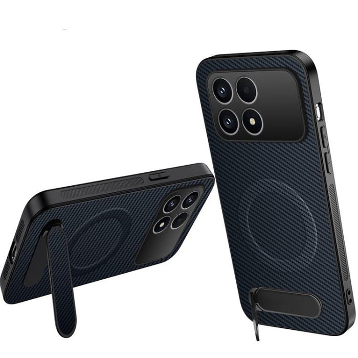 Funda magnética para teléfono WANLONFENG con soporte y textura de fibra de carbono, For Redmi A7 Pro 171mm / Poco C85x 5G, For Redmi 15a 5G, For Redmi Turbo 5 Max / Poco X8 Pro Max 5G, For Redmi Turbo 5 5G / Poco X8 Pro 5G                              ...