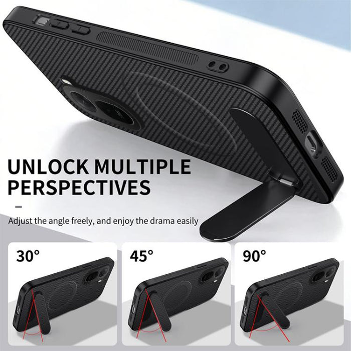 Funda magnética para teléfono WANLONFENG con soporte y textura de fibra de carbono, incluye 2 protectores de pantalla., For Redmi A7 Pro 171mm / Poco C85x 5G, For Redmi 15a 5G, For Redmi Turbo 5 Max / Poco X8 Pro Max 5G                                 ...