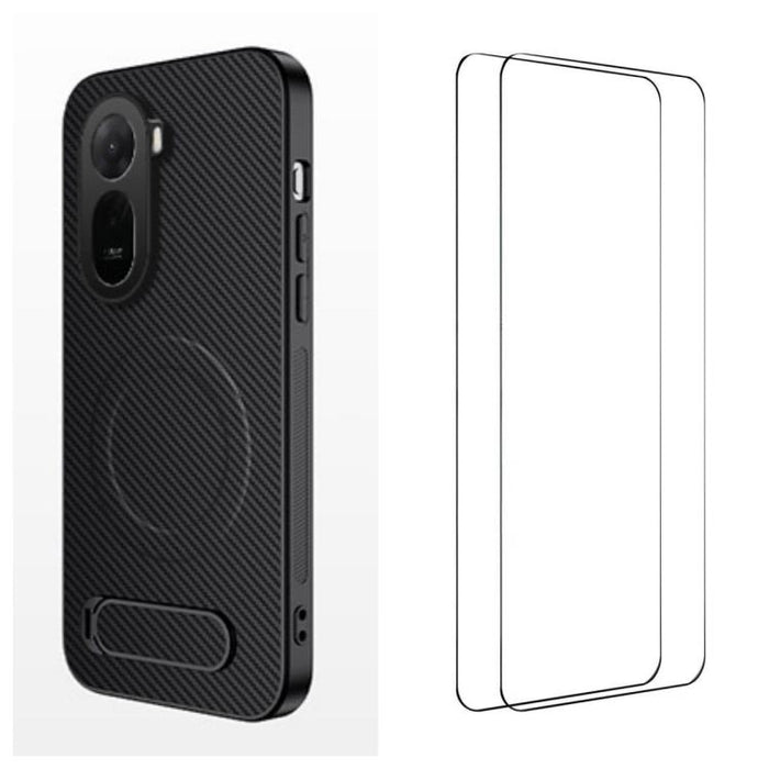 Funda magnética para teléfono WANLONFENG con soporte y textura de fibra de carbono, incluye 2 protectores de pantalla., For Redmi A7 Pro 171mm / Poco C85x 5G, For Redmi 15a 5G, For Redmi Turbo 5 Max / Poco X8 Pro Max 5G                                 ...