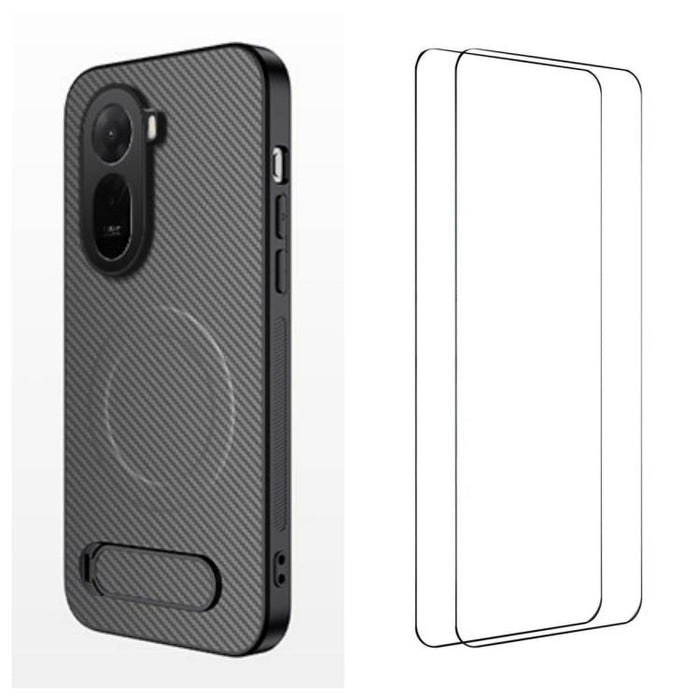 Funda magnética para teléfono WANLONFENG con soporte y textura de fibra de carbono, incluye 2 protectores de pantalla., For Redmi A7 Pro 171mm / Poco C85x 5G, For Redmi 15a 5G, For Redmi Turbo 5 Max / Poco X8 Pro Max 5G                                 ...