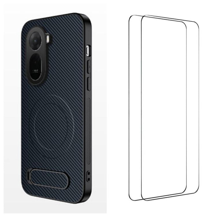 Funda magnética para teléfono WANLONFENG con soporte y textura de fibra de carbono, incluye 2 protectores de pantalla., For Redmi A7 Pro 171mm / Poco C85x 5G, For Redmi 15a 5G, For Redmi Turbo 5 Max / Poco X8 Pro Max 5G                                 ...