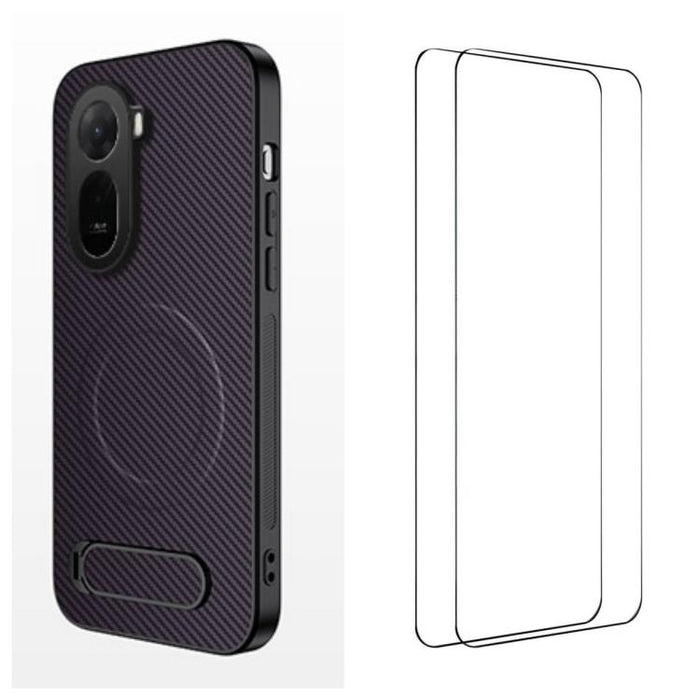 Funda magnética para teléfono WANLONFENG con soporte y textura de fibra de carbono, incluye 2 protectores de pantalla., For Redmi A7 Pro 171mm / Poco C85x 5G, For Redmi 15a 5G, For Redmi Turbo 5 Max / Poco X8 Pro Max 5G                                 ...