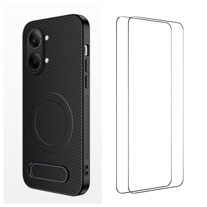 Funda magnética para teléfono WANLONFENG con soporte y textura de fibra de carbono, incluye 2 protectores de pantalla., For Redmi A7 Pro 171mm / Poco C85x 5G, For Redmi 15a 5G, For Redmi Turbo 5 Max / Poco X8 Pro Max 5G                                 ...
