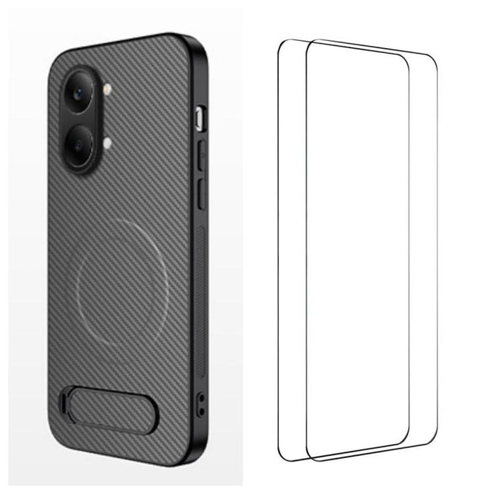 Funda magnética para teléfono WANLONFENG con soporte y textura de fibra de carbono, incluye 2 protectores de pantalla., For Redmi A7 Pro 171mm / Poco C85x 5G, For Redmi 15a 5G, For Redmi Turbo 5 Max / Poco X8 Pro Max 5G                                 ...