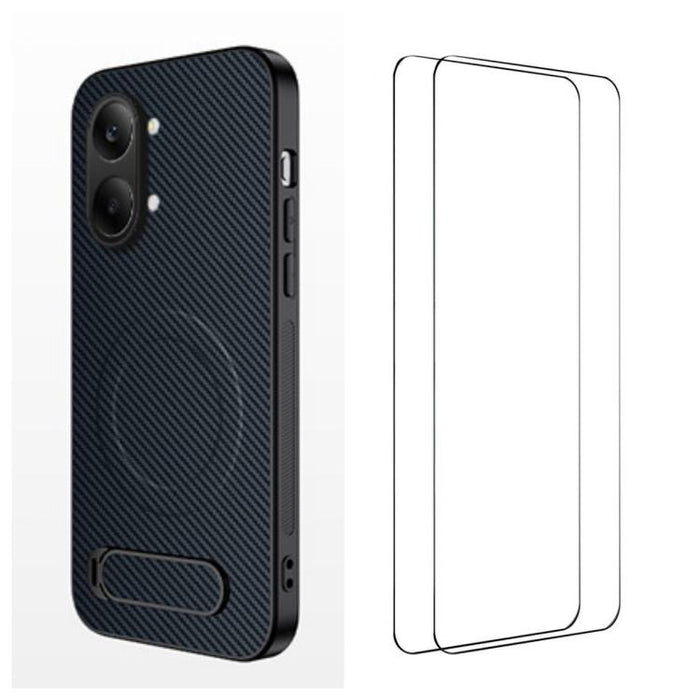 Funda magnética para teléfono WANLONFENG con soporte y textura de fibra de carbono, incluye 2 protectores de pantalla., For Redmi A7 Pro 171mm / Poco C85x 5G, For Redmi 15a 5G, For Redmi Turbo 5 Max / Poco X8 Pro Max 5G                                 ...