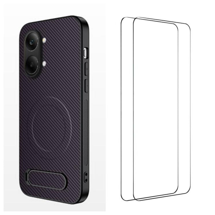 Funda magnética para teléfono WANLONFENG con soporte y textura de fibra de carbono, incluye 2 protectores de pantalla., For Redmi A7 Pro 171mm / Poco C85x 5G, For Redmi 15a 5G, For Redmi Turbo 5 Max / Poco X8 Pro Max 5G                                 ...