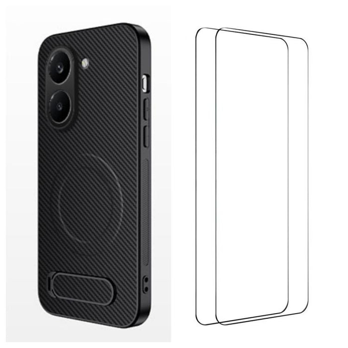 Funda magnética para teléfono WANLONFENG con soporte y textura de fibra de carbono, incluye 2 protectores de pantalla., For Redmi A7 Pro 171mm / Poco C85x 5G, For Redmi 15a 5G, For Redmi Turbo 5 Max / Poco X8 Pro Max 5G                                 ...