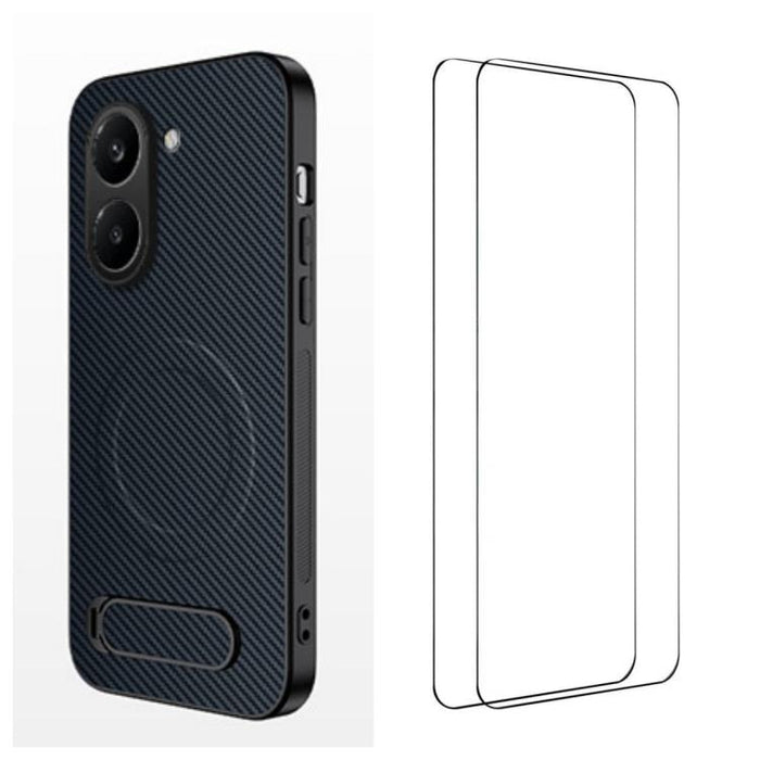 Funda magnética para teléfono WANLONFENG con soporte y textura de fibra de carbono, incluye 2 protectores de pantalla., For Redmi A7 Pro 171mm / Poco C85x 5G, For Redmi 15a 5G, For Redmi Turbo 5 Max / Poco X8 Pro Max 5G                                 ...