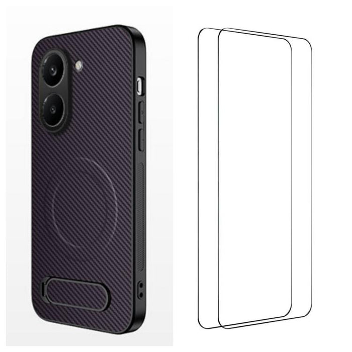 Funda magnética para teléfono WANLONFENG con soporte y textura de fibra de carbono, incluye 2 protectores de pantalla., For Redmi A7 Pro 171mm / Poco C85x 5G, For Redmi 15a 5G, For Redmi Turbo 5 Max / Poco X8 Pro Max 5G                                 ...