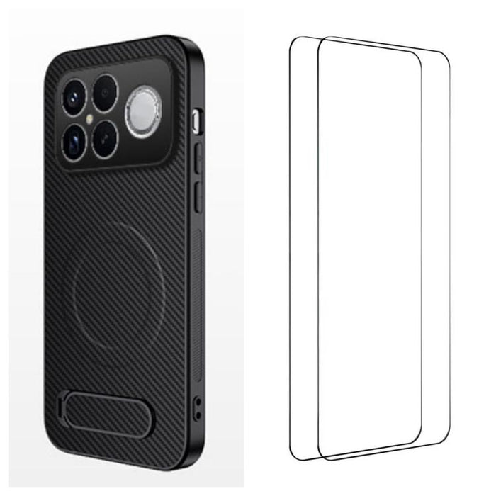 Funda magnética para teléfono WANLONFENG con soporte y textura de fibra de carbono, incluye 2 protectores de pantalla., For Redmi A7 Pro 171mm / Poco C85x 5G, For Redmi 15a 5G, For Redmi Turbo 5 Max / Poco X8 Pro Max 5G                                 ...
