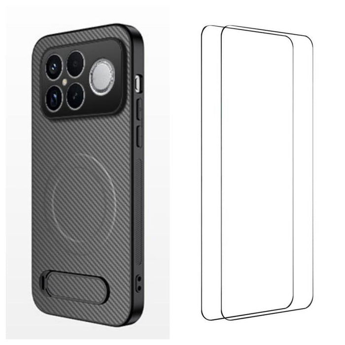 Funda magnética para teléfono WANLONFENG con soporte y textura de fibra de carbono, incluye 2 protectores de pantalla., For Redmi A7 Pro 171mm / Poco C85x 5G, For Redmi 15a 5G, For Redmi Turbo 5 Max / Poco X8 Pro Max 5G                                 ...