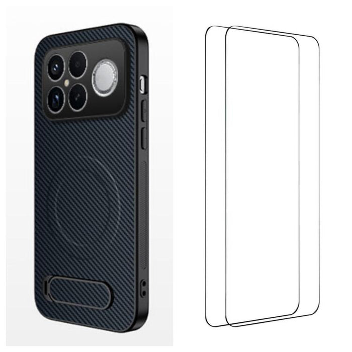Funda magnética para teléfono WANLONFENG con soporte y textura de fibra de carbono, incluye 2 protectores de pantalla., For Redmi A7 Pro 171mm / Poco C85x 5G, For Redmi 15a 5G, For Redmi Turbo 5 Max / Poco X8 Pro Max 5G                                 ...