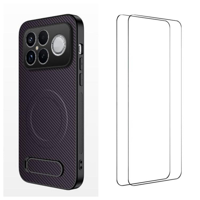 Funda magnética para teléfono WANLONFENG con soporte y textura de fibra de carbono, incluye 2 protectores de pantalla., For Redmi A7 Pro 171mm / Poco C85x 5G, For Redmi 15a 5G, For Redmi Turbo 5 Max / Poco X8 Pro Max 5G                                 ...