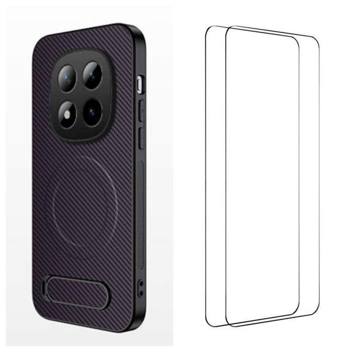 Funda magnética para teléfono WANLONFENG con soporte y textura de fibra de carbono, incluye 2 protectores de pantalla., For Redmi A7 Pro 171mm / Poco C85x 5G, For Redmi 15a 5G, For Redmi Turbo 5 Max / Poco X8 Pro Max 5G                                 ...