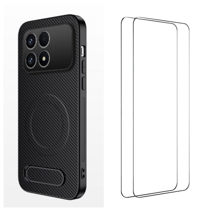 Funda magnética para teléfono WANLONFENG con soporte y textura de fibra de carbono, incluye 2 protectores de pantalla., For Redmi A7 Pro 171mm / Poco C85x 5G, For Redmi 15a 5G, For Redmi Turbo 5 Max / Poco X8 Pro Max 5G                                 ...