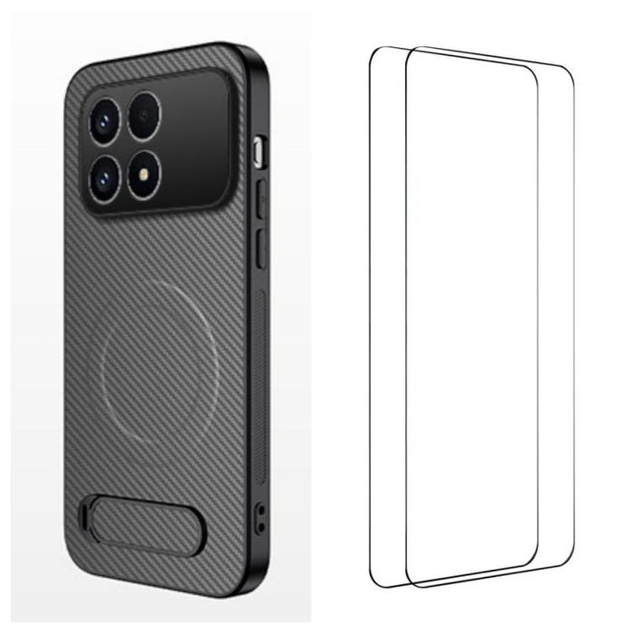 Funda magnética para teléfono WANLONFENG con soporte y textura de fibra de carbono, incluye 2 protectores de pantalla., For Redmi A7 Pro 171mm / Poco C85x 5G, For Redmi 15a 5G, For Redmi Turbo 5 Max / Poco X8 Pro Max 5G                                 ...