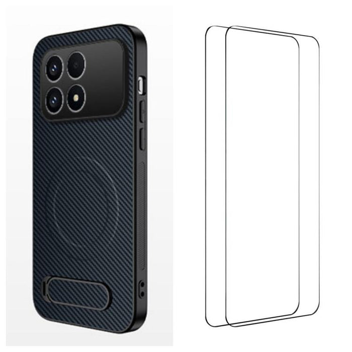 Funda magnética para teléfono WANLONFENG con soporte y textura de fibra de carbono, incluye 2 protectores de pantalla., For Redmi A7 Pro 171mm / Poco C85x 5G, For Redmi 15a 5G, For Redmi Turbo 5 Max / Poco X8 Pro Max 5G                                 ...