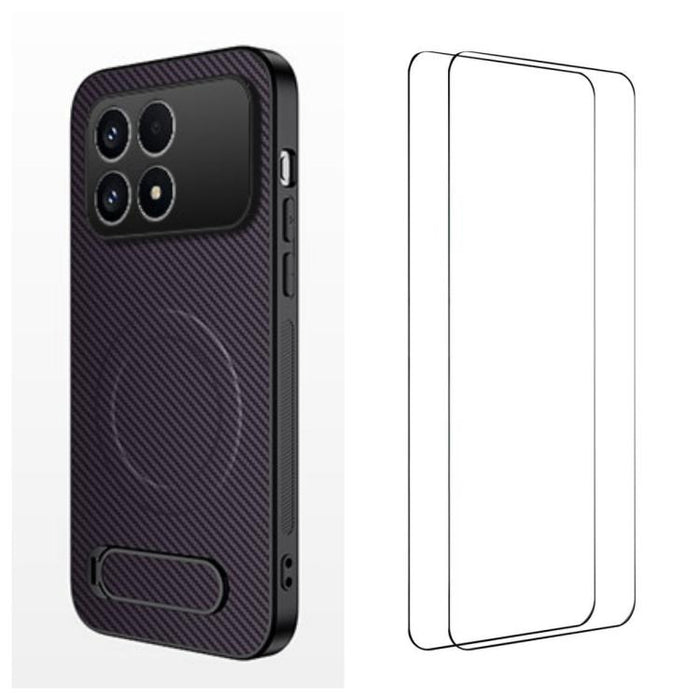 Funda magnética para teléfono WANLONFENG con soporte y textura de fibra de carbono, incluye 2 protectores de pantalla., For Redmi A7 Pro 171mm / Poco C85x 5G, For Redmi 15a 5G, For Redmi Turbo 5 Max / Poco X8 Pro Max 5G                                 ...