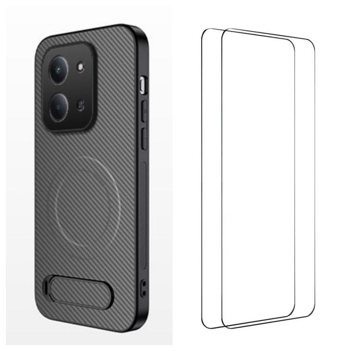 Funda magnética para teléfono WANLONFENG con soporte y textura de fibra de carbono, incluye 2 protectores de pantalla., For Redmi A7 Pro 171mm / Poco C85x 5G, For Redmi 15a 5G, For Redmi Turbo 5 Max / Poco X8 Pro Max 5G                                 ...