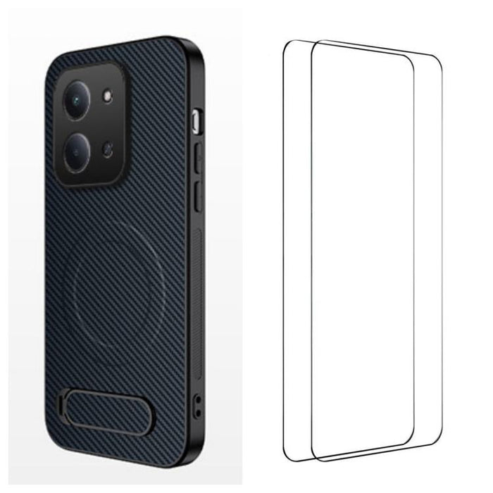 Funda magnética para teléfono WANLONFENG con soporte y textura de fibra de carbono, incluye 2 protectores de pantalla., For Redmi A7 Pro 171mm / Poco C85x 5G, For Redmi 15a 5G, For Redmi Turbo 5 Max / Poco X8 Pro Max 5G                                 ...