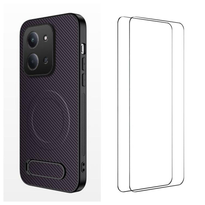 Funda magnética para teléfono WANLONFENG con soporte y textura de fibra de carbono, incluye 2 protectores de pantalla., For Redmi A7 Pro 171mm / Poco C85x 5G, For Redmi 15a 5G, For Redmi Turbo 5 Max / Poco X8 Pro Max 5G                                 ...