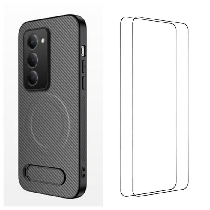 Funda magnética para teléfono WANLONFENG con soporte y textura de fibra de carbono, incluye 2 protectores de pantalla., For Redmi A7 Pro 171mm / Poco C85x 5G, For Redmi 15a 5G, For Redmi Turbo 5 Max / Poco X8 Pro Max 5G                                 ...