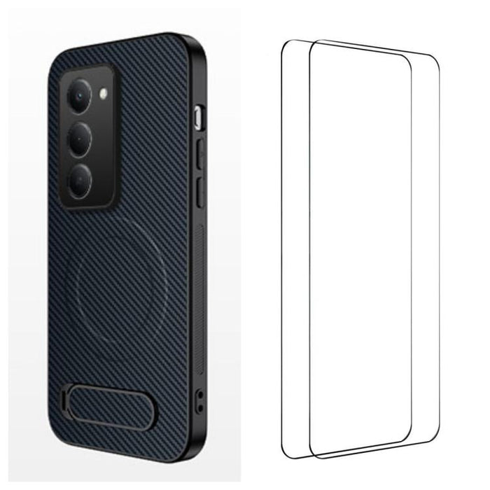 Funda magnética para teléfono WANLONFENG con soporte y textura de fibra de carbono, incluye 2 protectores de pantalla., For Redmi A7 Pro 171mm / Poco C85x 5G, For Redmi 15a 5G, For Redmi Turbo 5 Max / Poco X8 Pro Max 5G                                 ...
