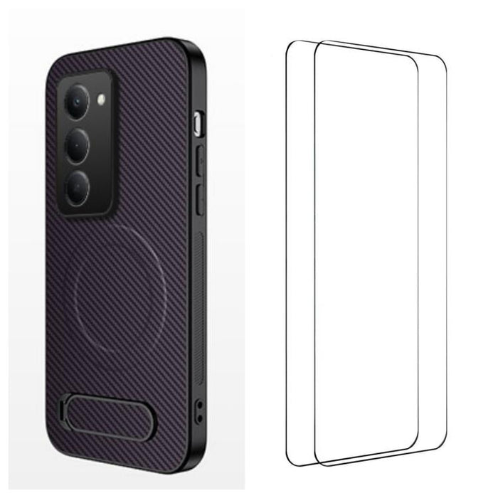 Funda magnética para teléfono WANLONFENG con soporte y textura de fibra de carbono, incluye 2 protectores de pantalla., For Redmi A7 Pro 171mm / Poco C85x 5G, For Redmi 15a 5G, For Redmi Turbo 5 Max / Poco X8 Pro Max 5G                                 ...