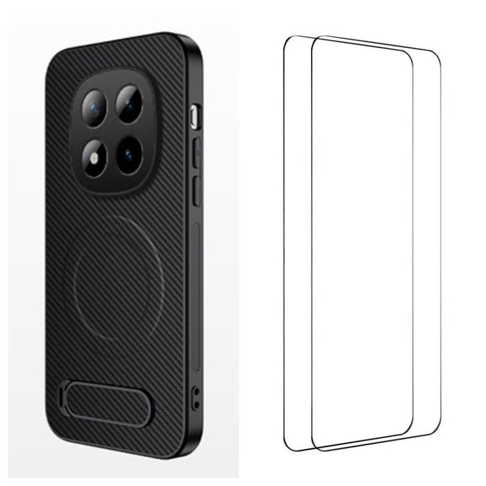 Funda magnética para teléfono WANLONFENG con soporte y textura de fibra de carbono, incluye 2 protectores de pantalla., For Redmi A7 Pro 171mm / Poco C85x 5G, For Redmi 15a 5G, For Redmi Turbo 5 Max / Poco X8 Pro Max 5G                                 ...