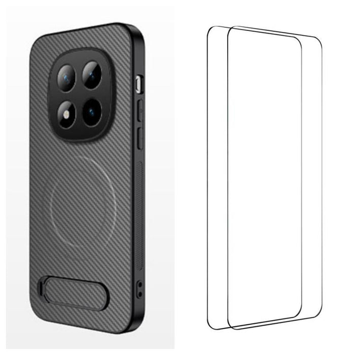 Funda magnética para teléfono WANLONFENG con soporte y textura de fibra de carbono, incluye 2 protectores de pantalla., For Redmi A7 Pro 171mm / Poco C85x 5G, For Redmi 15a 5G, For Redmi Turbo 5 Max / Poco X8 Pro Max 5G                                 ...