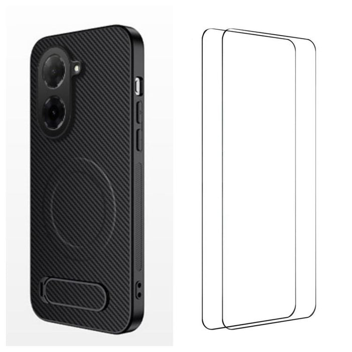 Funda magnética para teléfono WANLONFENG con soporte y textura de fibra de carbono, incluye 2 protectores de pantalla., For Redmi A7 Pro 171mm / Poco C85x 5G, For Redmi 15a 5G, For Redmi Turbo 5 Max / Poco X8 Pro Max 5G                                 ...