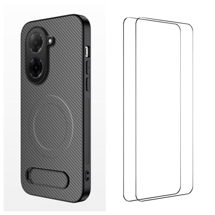 Funda magnética para teléfono WANLONFENG con soporte y textura de fibra de carbono, incluye 2 protectores de pantalla., For Redmi A7 Pro 171mm / Poco C85x 5G, For Redmi 15a 5G, For Redmi Turbo 5 Max / Poco X8 Pro Max 5G                                 ...
