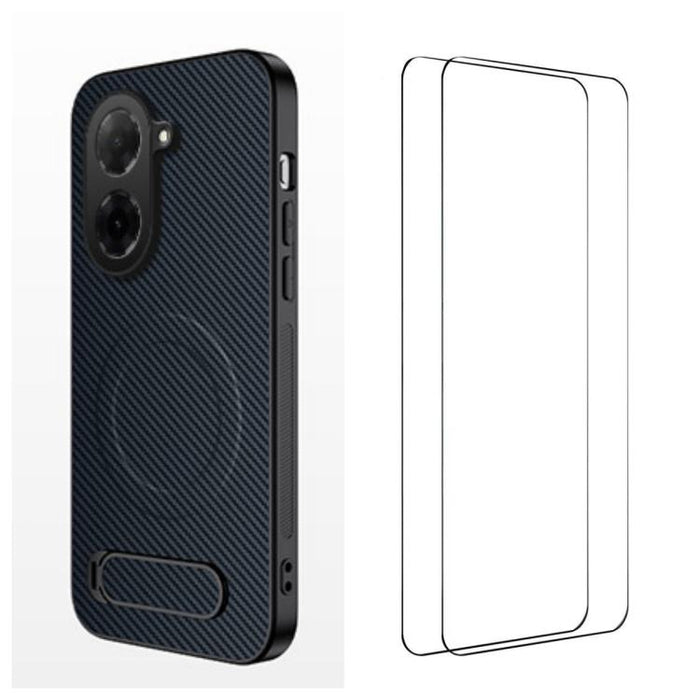 Funda magnética para teléfono WANLONFENG con soporte y textura de fibra de carbono, incluye 2 protectores de pantalla., For Redmi A7 Pro 171mm / Poco C85x 5G, For Redmi 15a 5G, For Redmi Turbo 5 Max / Poco X8 Pro Max 5G                                 ...