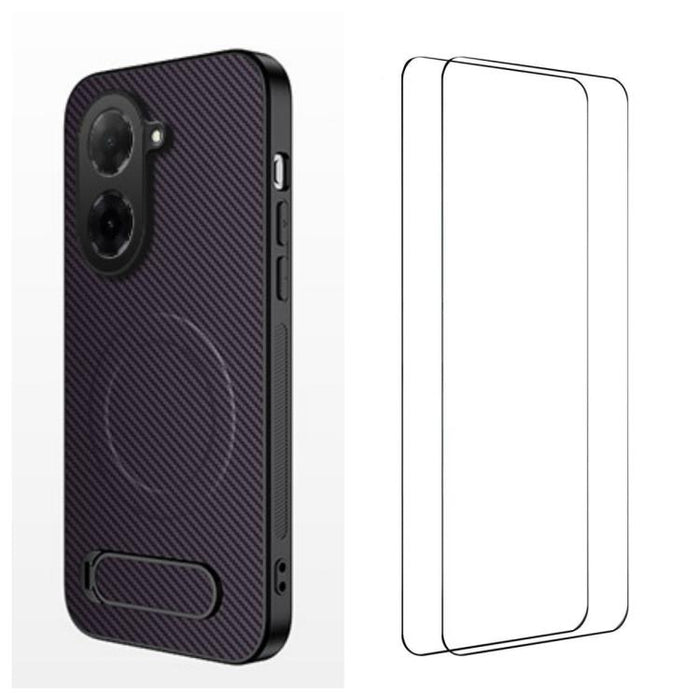 Funda magnética para teléfono WANLONFENG con soporte y textura de fibra de carbono, incluye 2 protectores de pantalla., For Redmi A7 Pro 171mm / Poco C85x 5G, For Redmi 15a 5G, For Redmi Turbo 5 Max / Poco X8 Pro Max 5G                                 ...