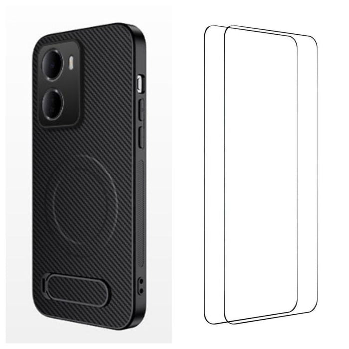 Funda magnética para teléfono WANLONFENG con soporte y textura de fibra de carbono, incluye 2 protectores de pantalla., For Redmi A7 Pro 171mm / Poco C85x 5G, For Redmi 15a 5G, For Redmi Turbo 5 Max / Poco X8 Pro Max 5G                                 ...