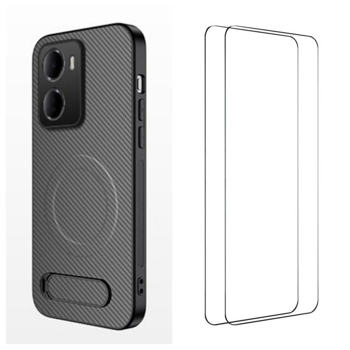 Funda magnética para teléfono WANLONFENG con soporte y textura de fibra de carbono, incluye 2 protectores de pantalla., For Redmi A7 Pro 171mm / Poco C85x 5G, For Redmi 15a 5G, For Redmi Turbo 5 Max / Poco X8 Pro Max 5G                                 ...